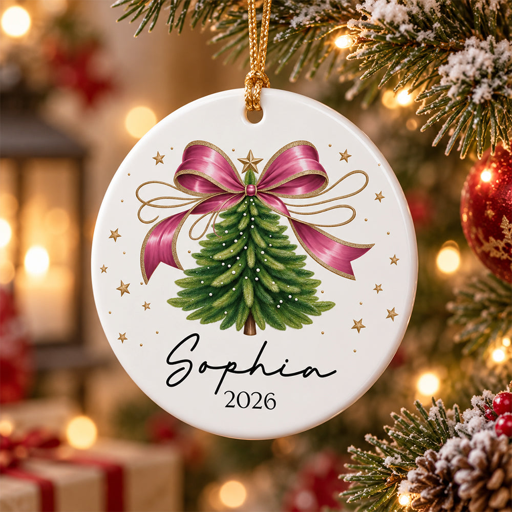 Custom Name Girls Christmas Ceramic Ornament, Girls First Christmas Ornament Gift For Granddaughter HA75 919192