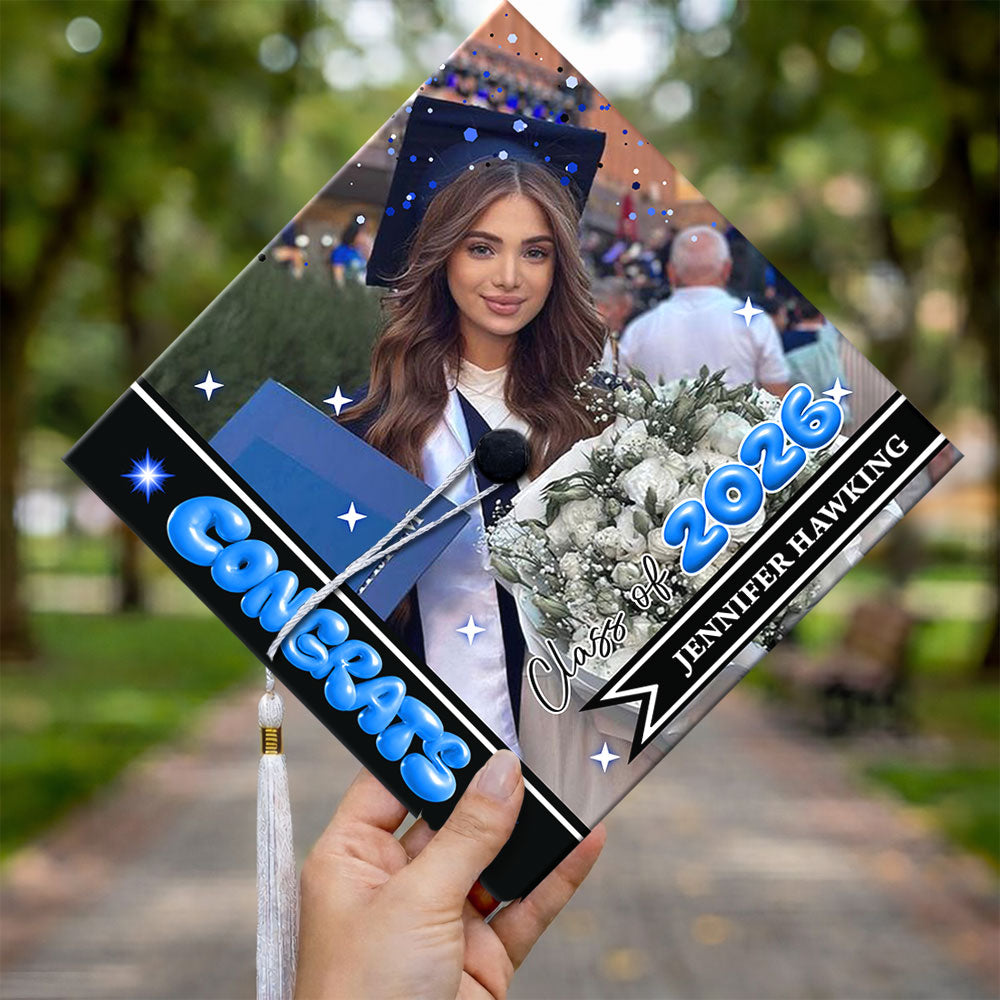 Custom Photo Class of 2026 Graduation Cap Topper, Personalized Congrats Grad Gift LM32 899369
