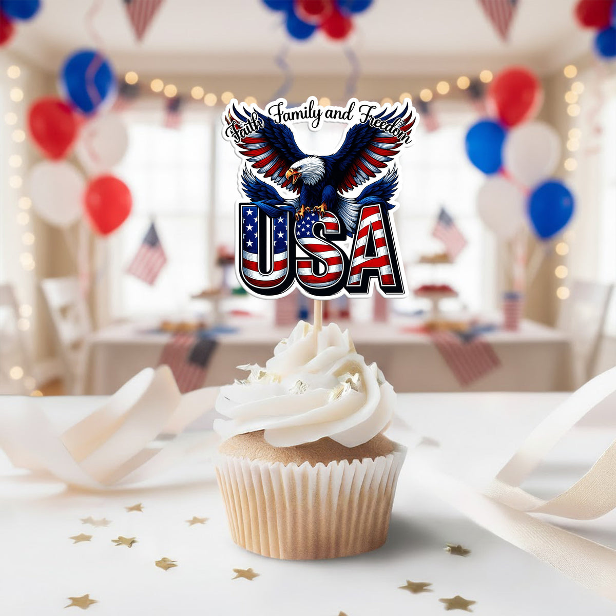 Faith, Family & Freedom America 250 Years Cupcake Topper HA75 898836