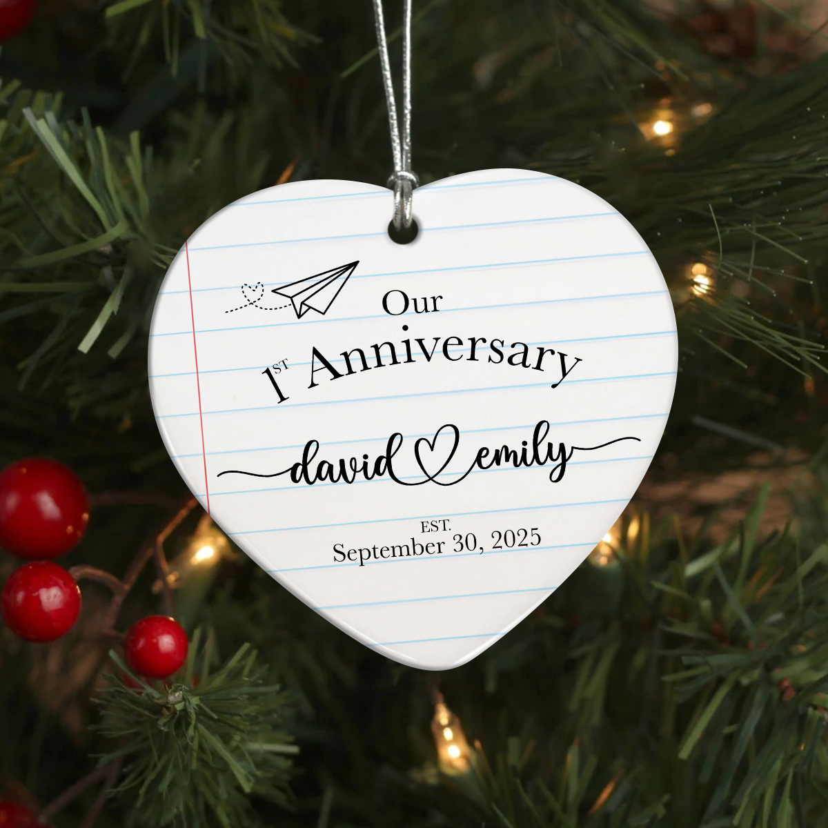Personalized First Anniversary Heart Ceramic Ornament Our First Chapter Paper Anniversary Gift LM32 670059