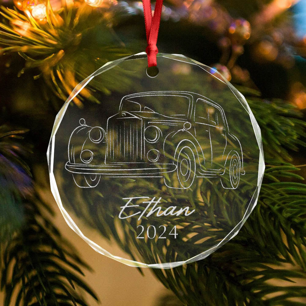 Custom Car Photo Christmas Engraved Glass Ornament TH10 894333