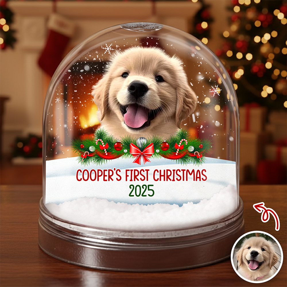 Custom Photo Dog First Christmas Acrylic Snow Globe HA75 898112