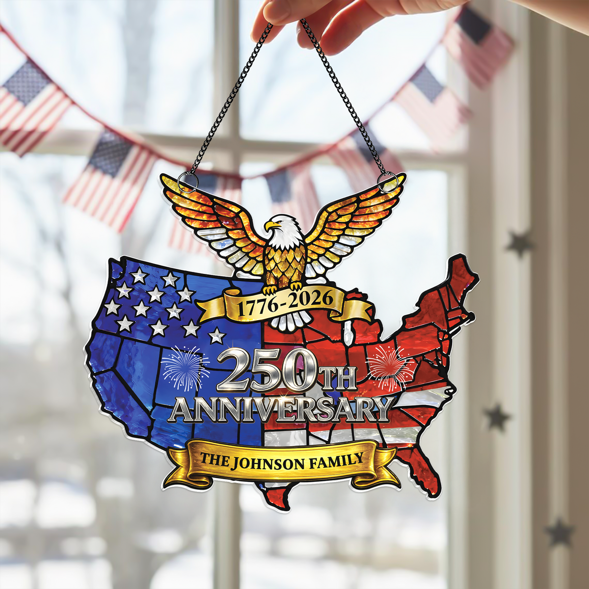 Custom Family Name American Eagle 250th Anniversary Acrylic Suncatcher CH07 910620