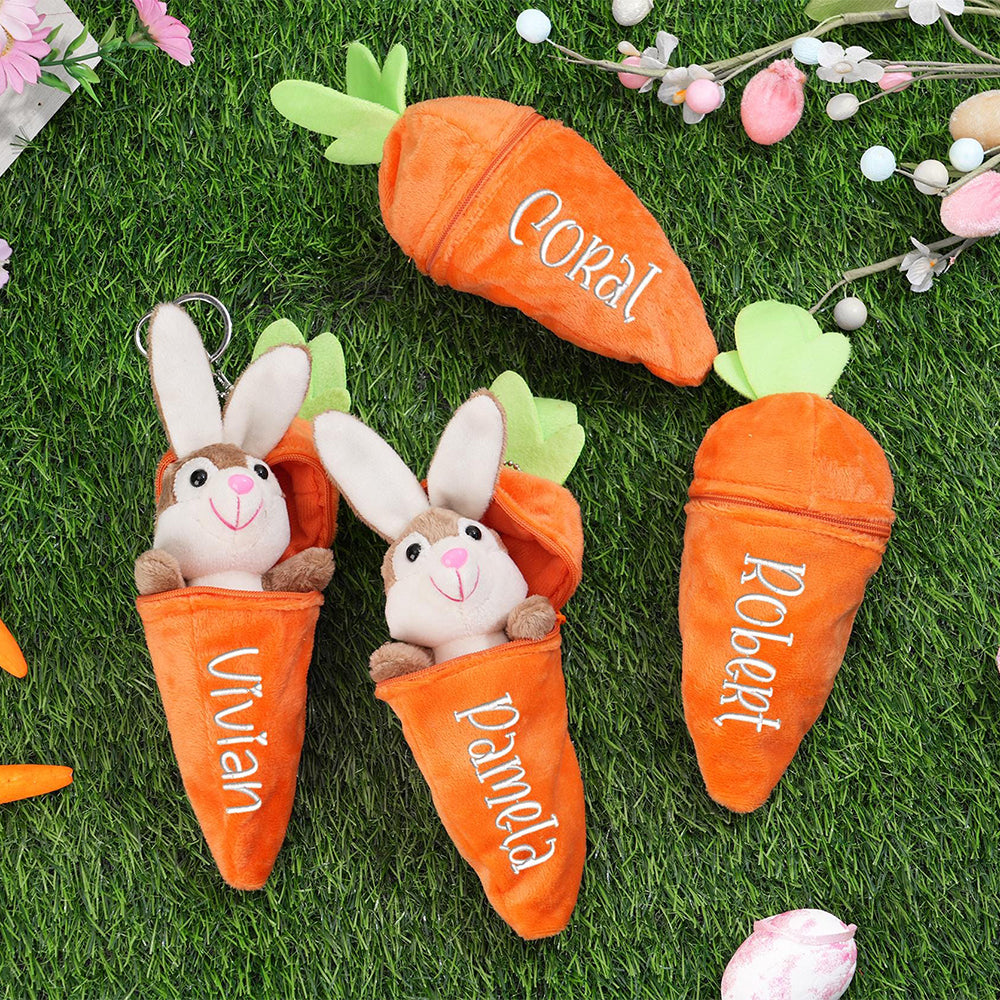 Personalized Bunny Rabbit Plush Reversible Carrot Keychain - Easter Gift for Kids LM32 897769
