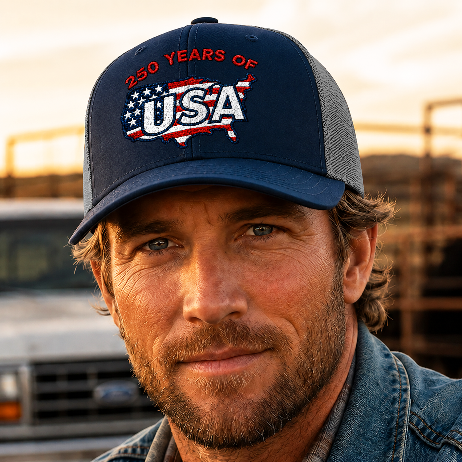 250 Years Of America Embroidered Trucker Hat CH07 911942