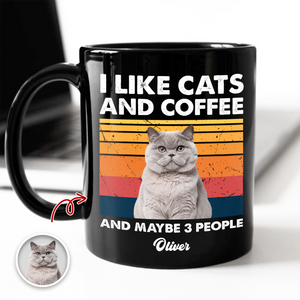 Custom Photo I Like Cats And Coffee Personalized Black Mug Gift For Cat Lovers LM32 895035