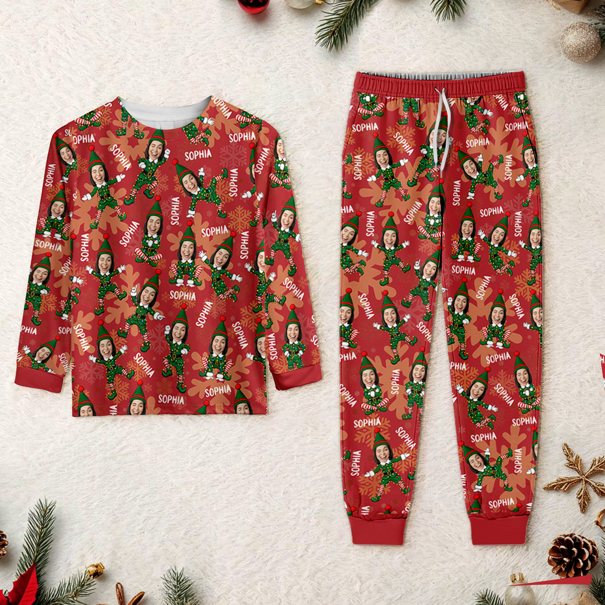 Personalized Face Christmas Elf Sleepwear Funny Holiday Gift HO82 904062
