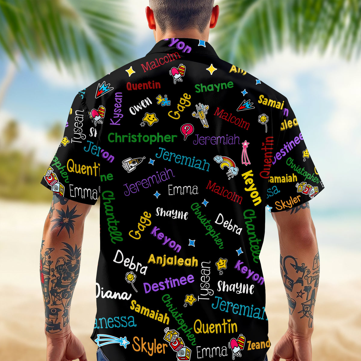 Personalized Papa Kids Name Word Art Hawaii Shirt - Gift For Dad, Father's Day HO82 902482