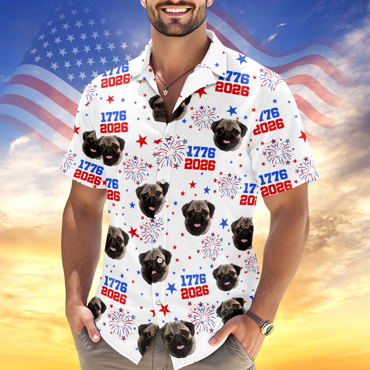 Custom Dog Photo America 1776 - 2026 Hawaii Shirt TH10 169191