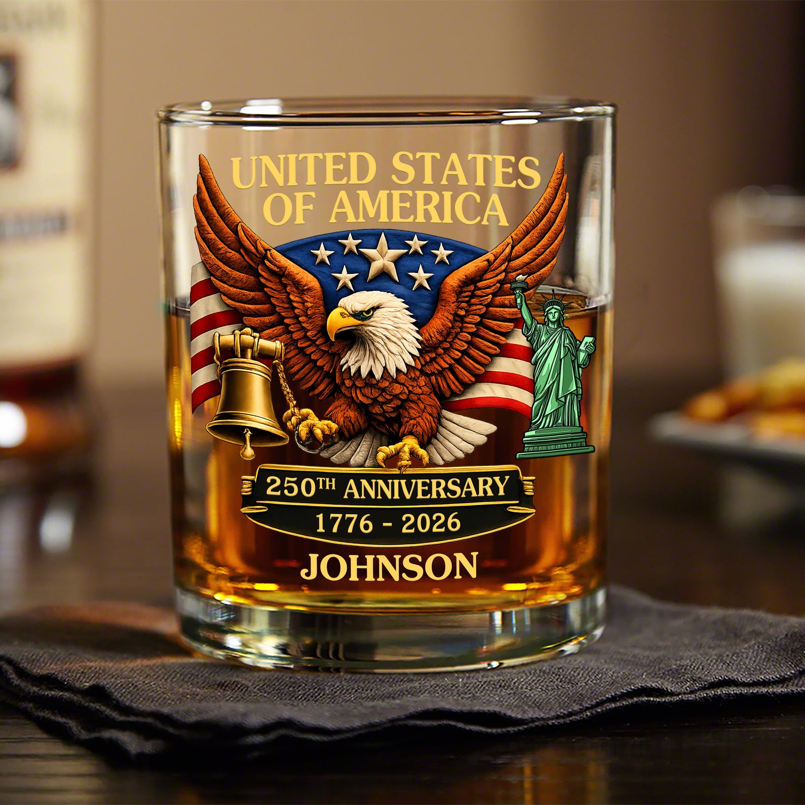 Custom Name United State Of America 250th Anniversary Whiskey Glass TH10 898691