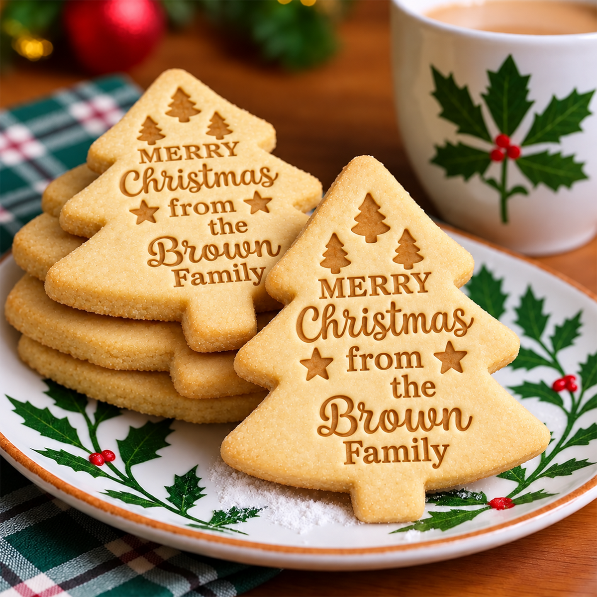 Custom Family Name Christmas Tree Shaped Cookie Stamp HO82 904166