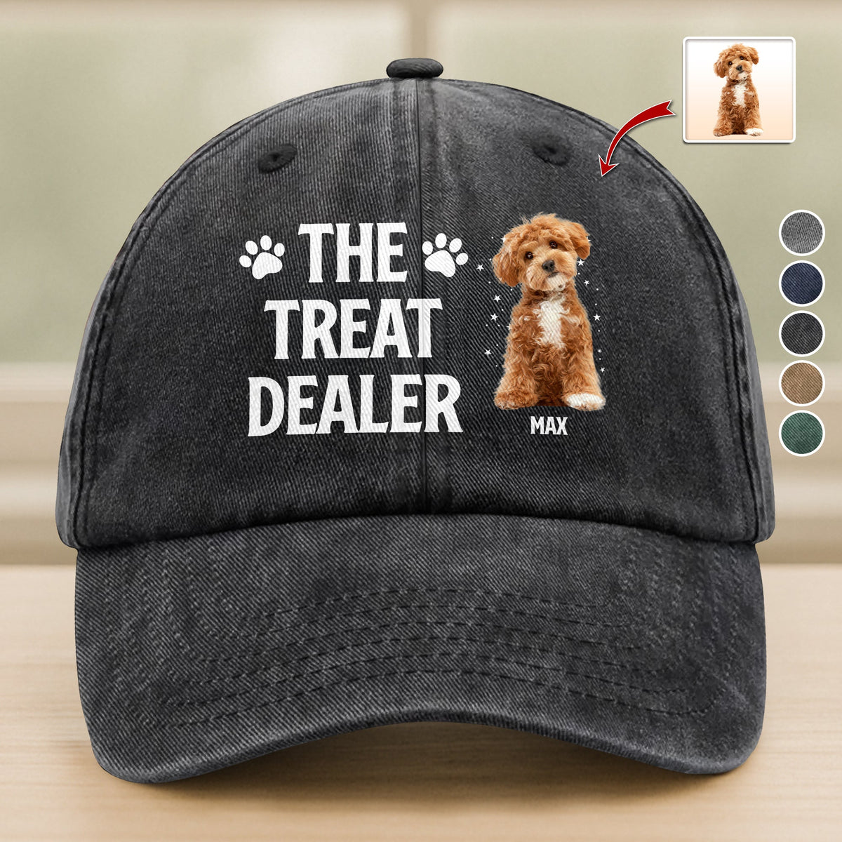 Custom Dog Photo The Treat Dealer Washed Denim Baseball Cap HA75 897006
