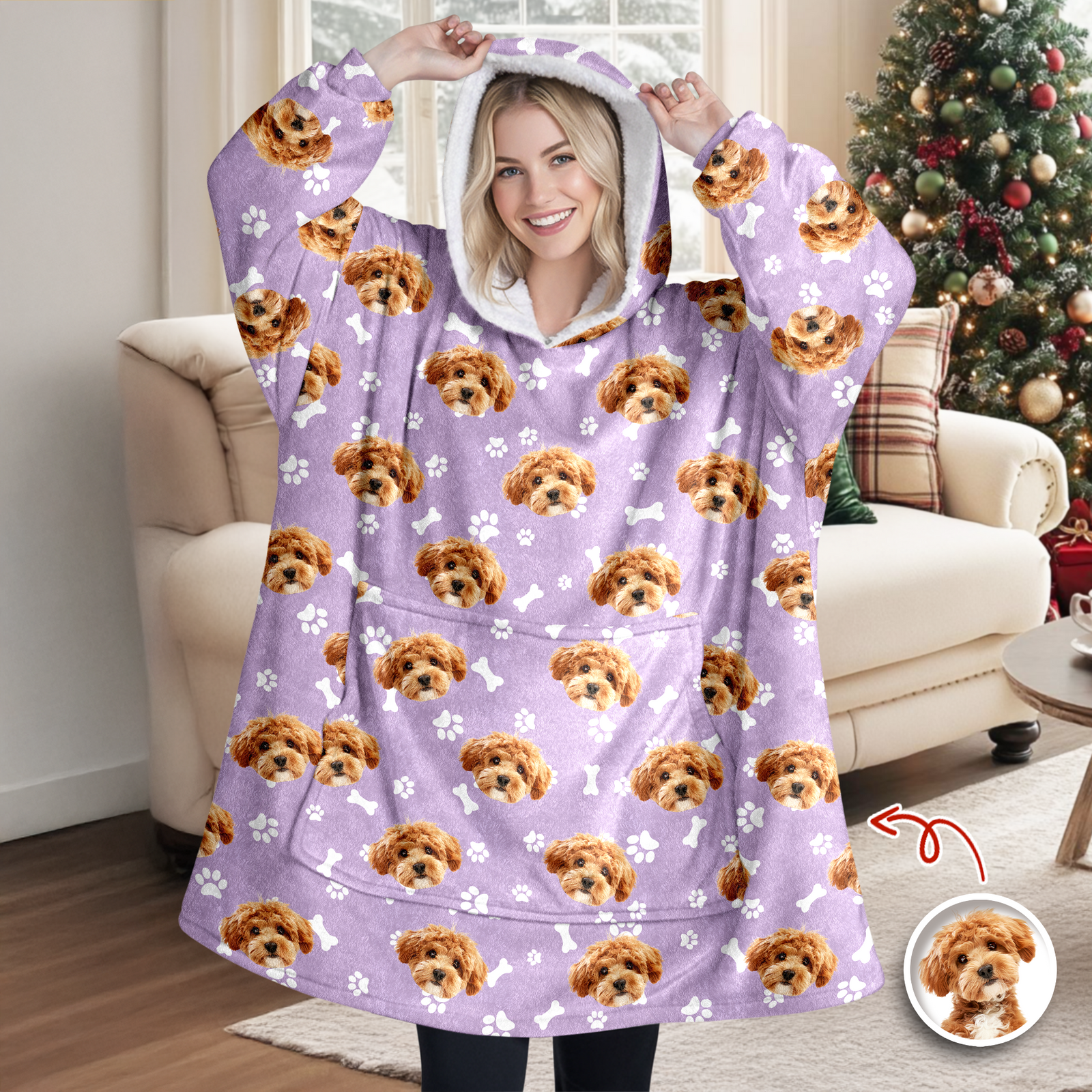 Custom Dog Cat Face Photo With Colorful Background Hoodie Blanket HA75 898284