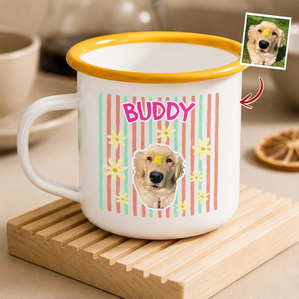 Custom Dog Photo Retro Style 12oz Two-Tone Enamel Mug CH07 911990