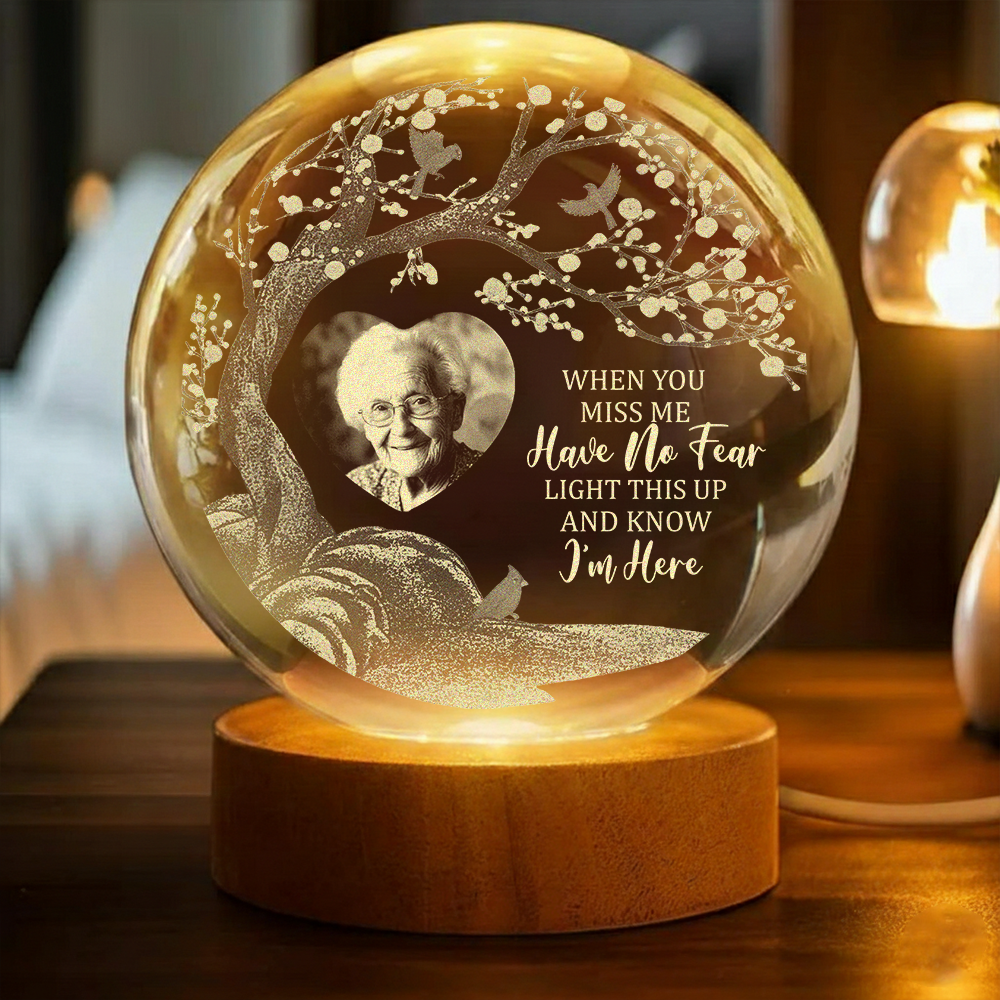 Custom Photo Engraved Crystal Ball LED Night Light Personalized Memorial Gift HO82 901420