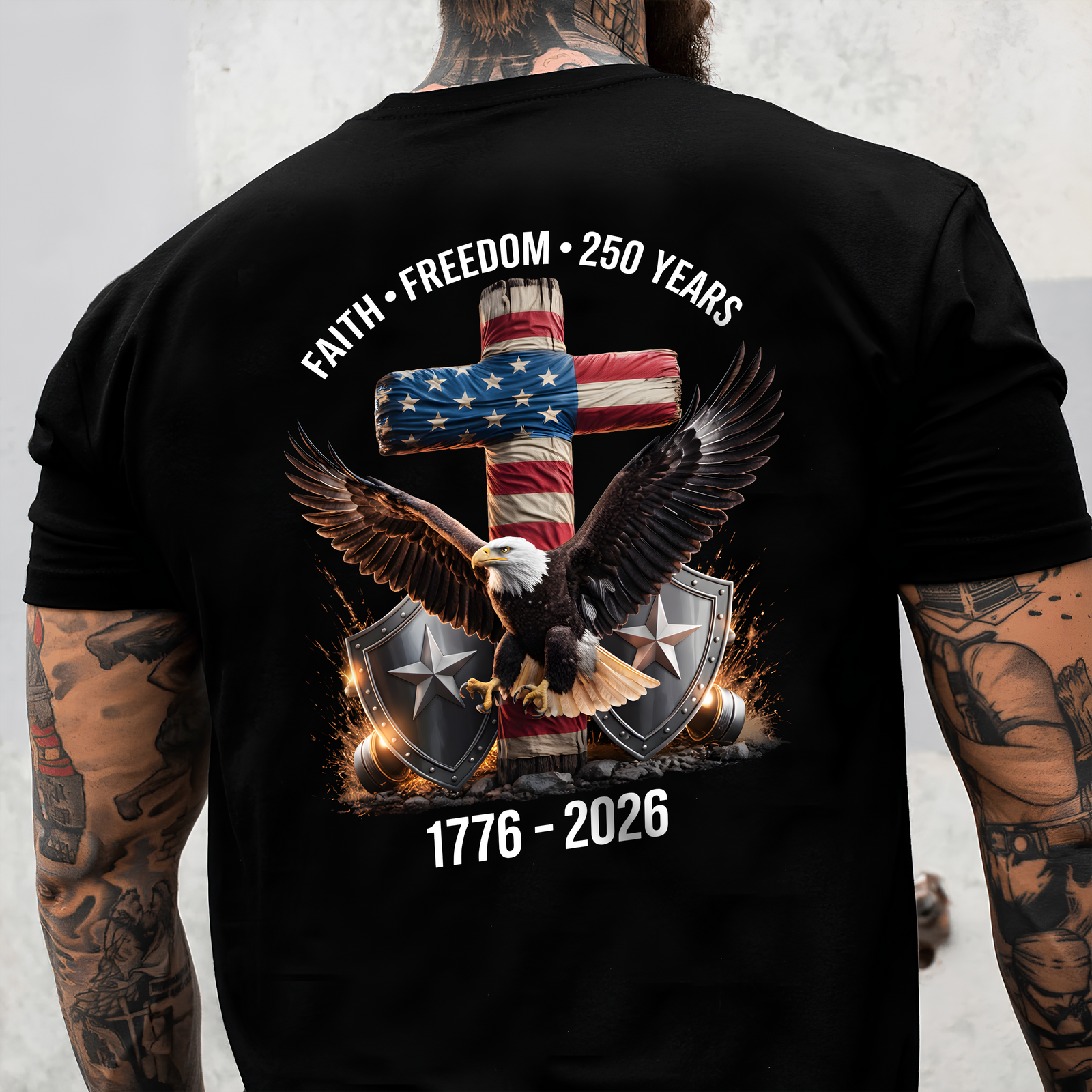 250 Years of Freedom 1776 - 2026 Eagle Patriotic Backside Shirt HO82 901224