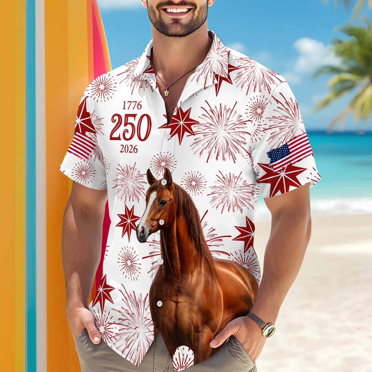 Personalized USA 250 Anniversary 1776-2026 Hawaii Shirt For Farmer, Horse Lovers CH07 910398