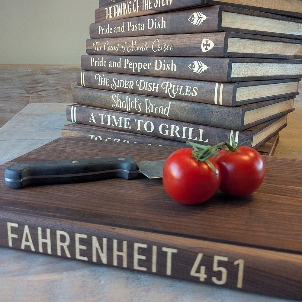 Custom Funny Book Title & Cross Icon Wooden Book-Shaped Cutting Board - Gift For Cooking Lover, Book-lover Boards,Women LM32 897755