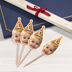 Custom Cute Baby Face Birthday Decoration Party Cupcake Toppers LM32 893239