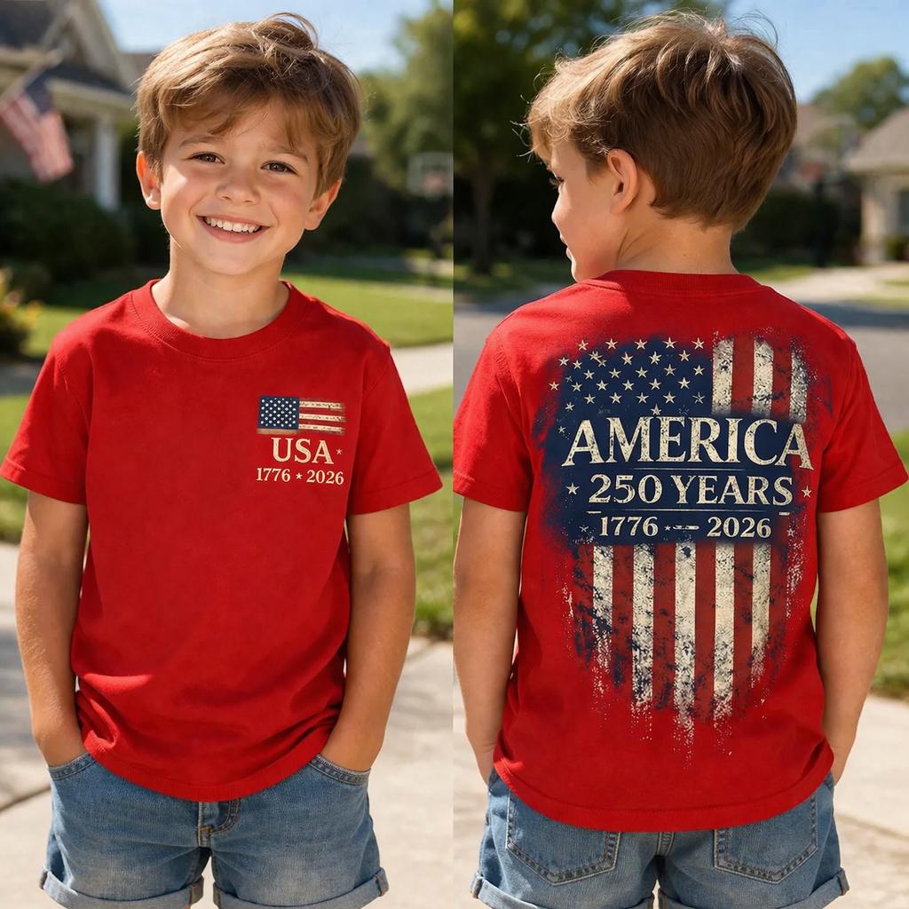 America 1776-2026 250 Years Anniversary Kids Shirt 4th Of July Youth Shirt CH07 911714