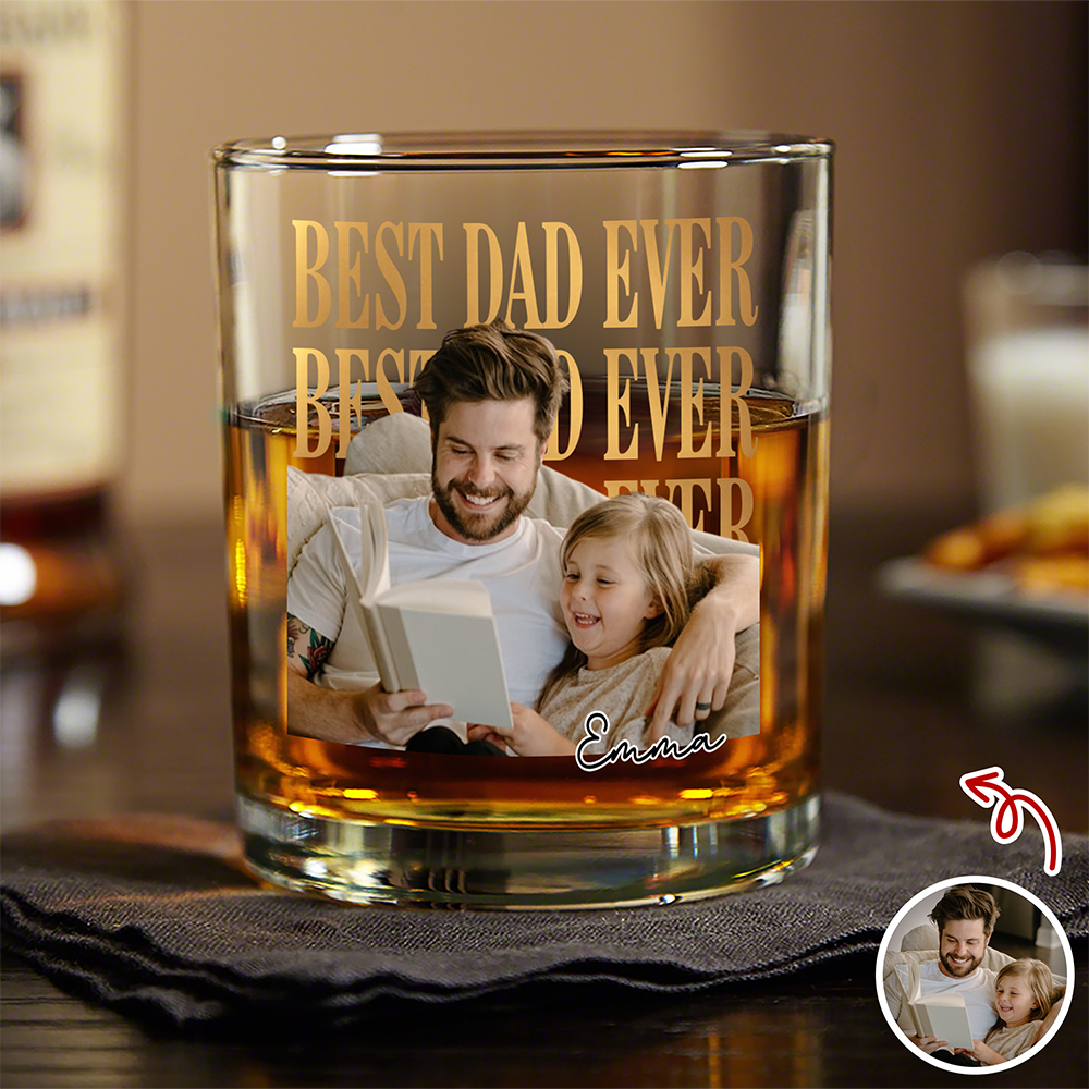 Custom Vintage Photo Best Dad Ever Whiskey Glass - Father’s Day Gift TH10 169843