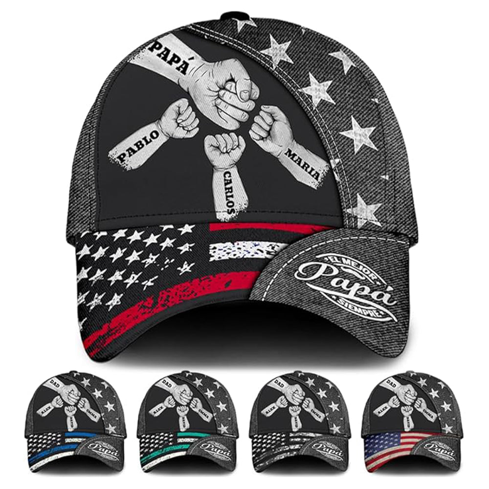 Personalized Fist Bump Hat with Kid’s Names - Best Dad Ever Classic Cap LM32 669157