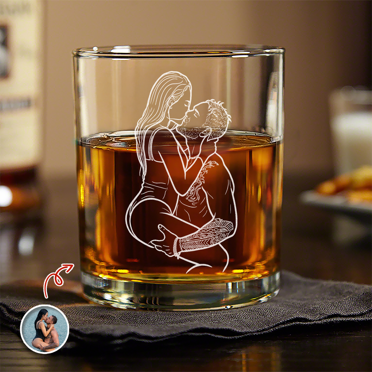 Custom Couple Photo I F*Cking Love You Either Way Works - Personalized Engraved Whiskey Glass Naughty Valentine Gift CH07 899726