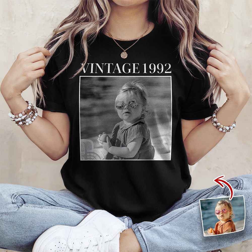 Custom Photo and Year Birthday Vintage Dark Shirt HA75 897504