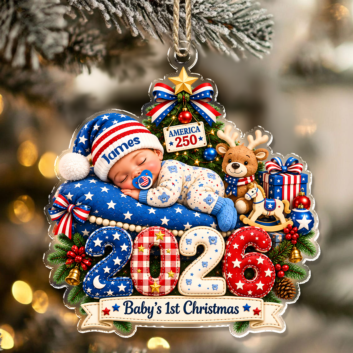 Personalized Baby's First Christmas Acrylic Ornament, Special Keepsake for New Parents HA75 919362