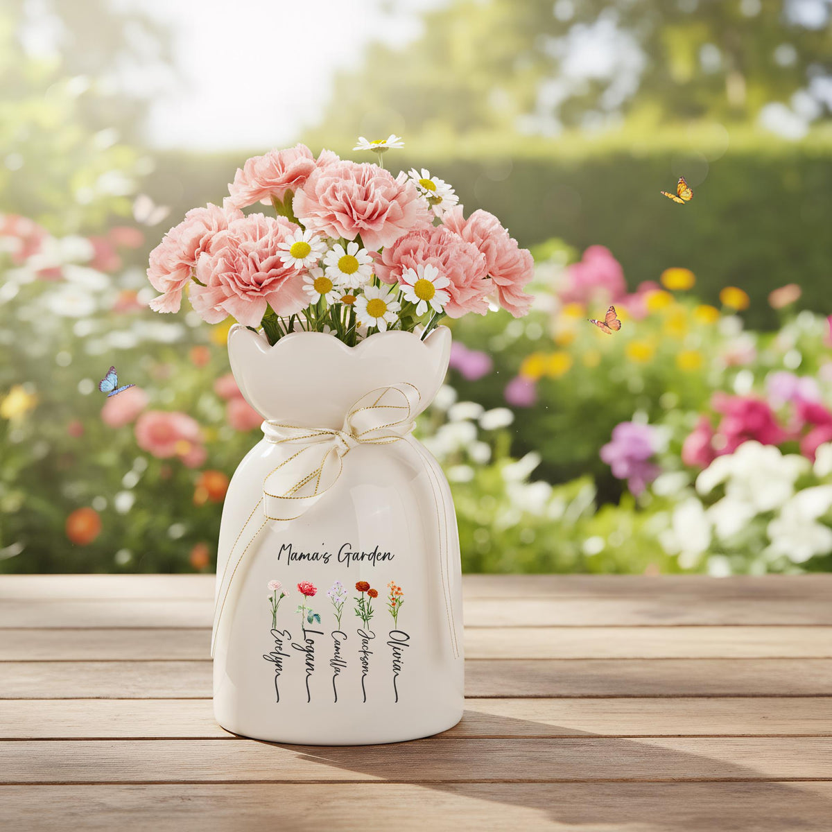Custom Mama’s Garden Birth Month Flower Ceramic Vase, Mother’s Day Gift from Kids LM32 899721