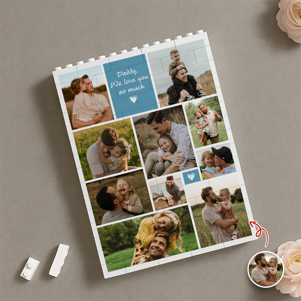 Personalized Daddy We Love You Photo Collage Building Brick Puzzle Gift CH07 911542