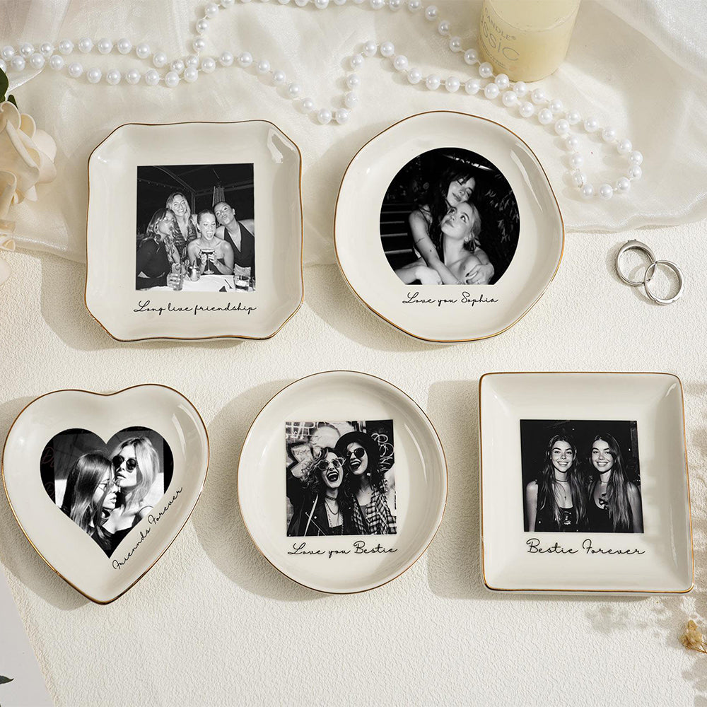 Personalised Bestie Photo Trinket Dish: Custom Jewelry Ring Dish, Trinket Tray for Best Friend, Bestie LM32 899265