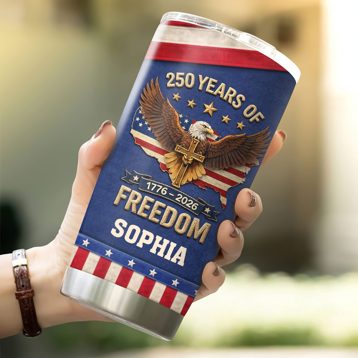 Custom Name America 250 Years Of Freedom 1776 - 2026 Fat Tumbler TH10 898733