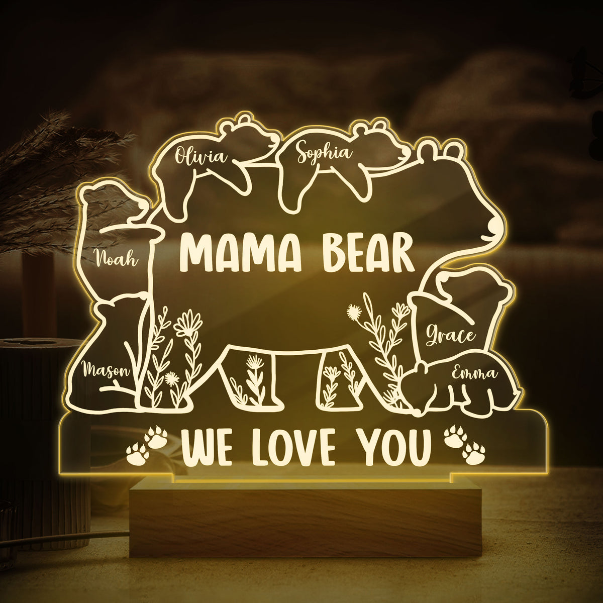 Mama Bear We Love You Personalized LED Night Light Gift For Mom Grandma CH07 895310