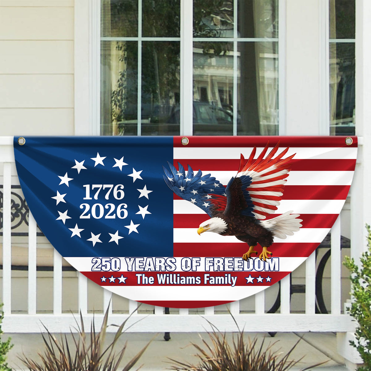 Personalized 250 Years Of Freedom 1776–2026 Eagle Non-Pleated Fan Flag HO82 901306