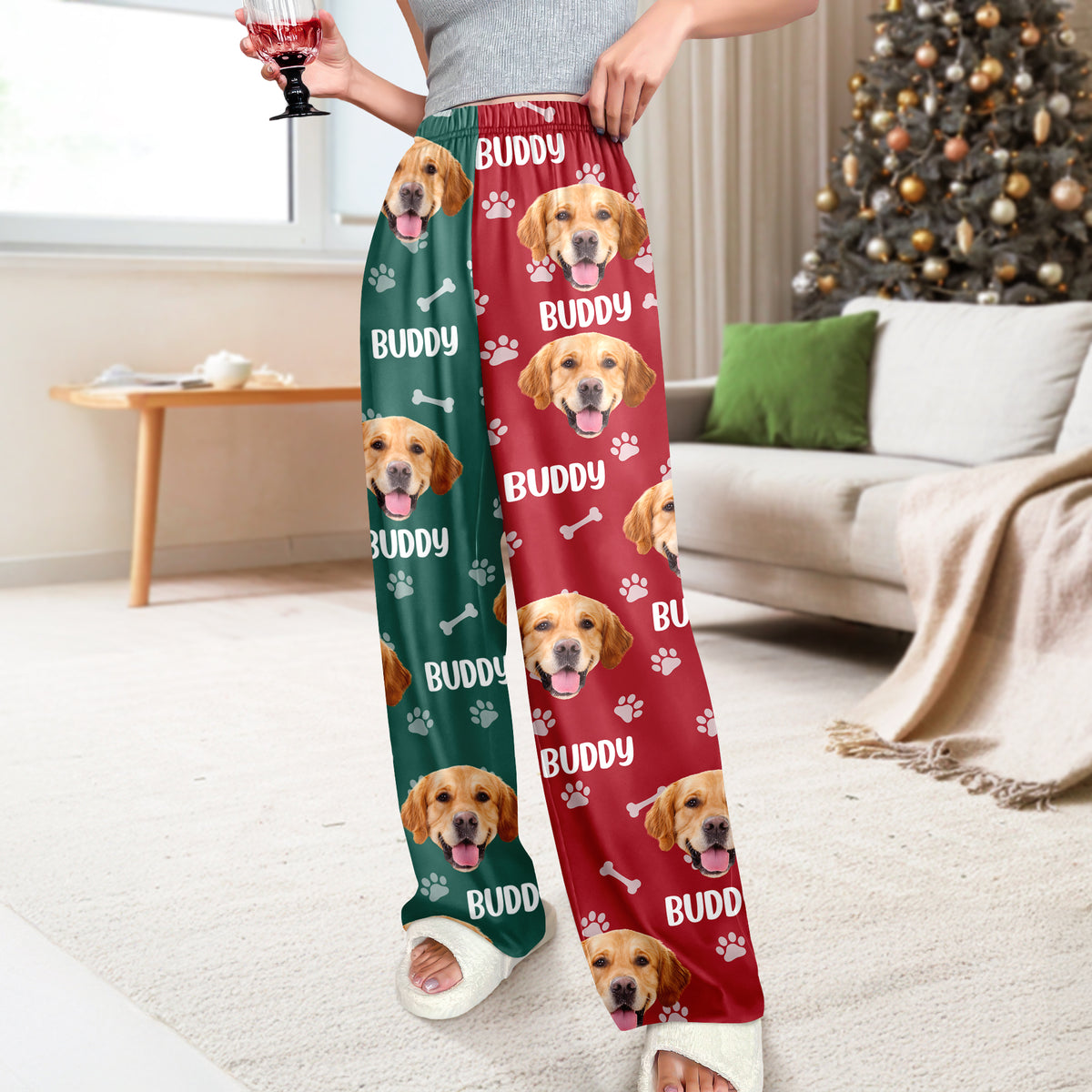 Custom Dog Face Photo Color Split Sweatpants Gift For Christmas HO82 900386