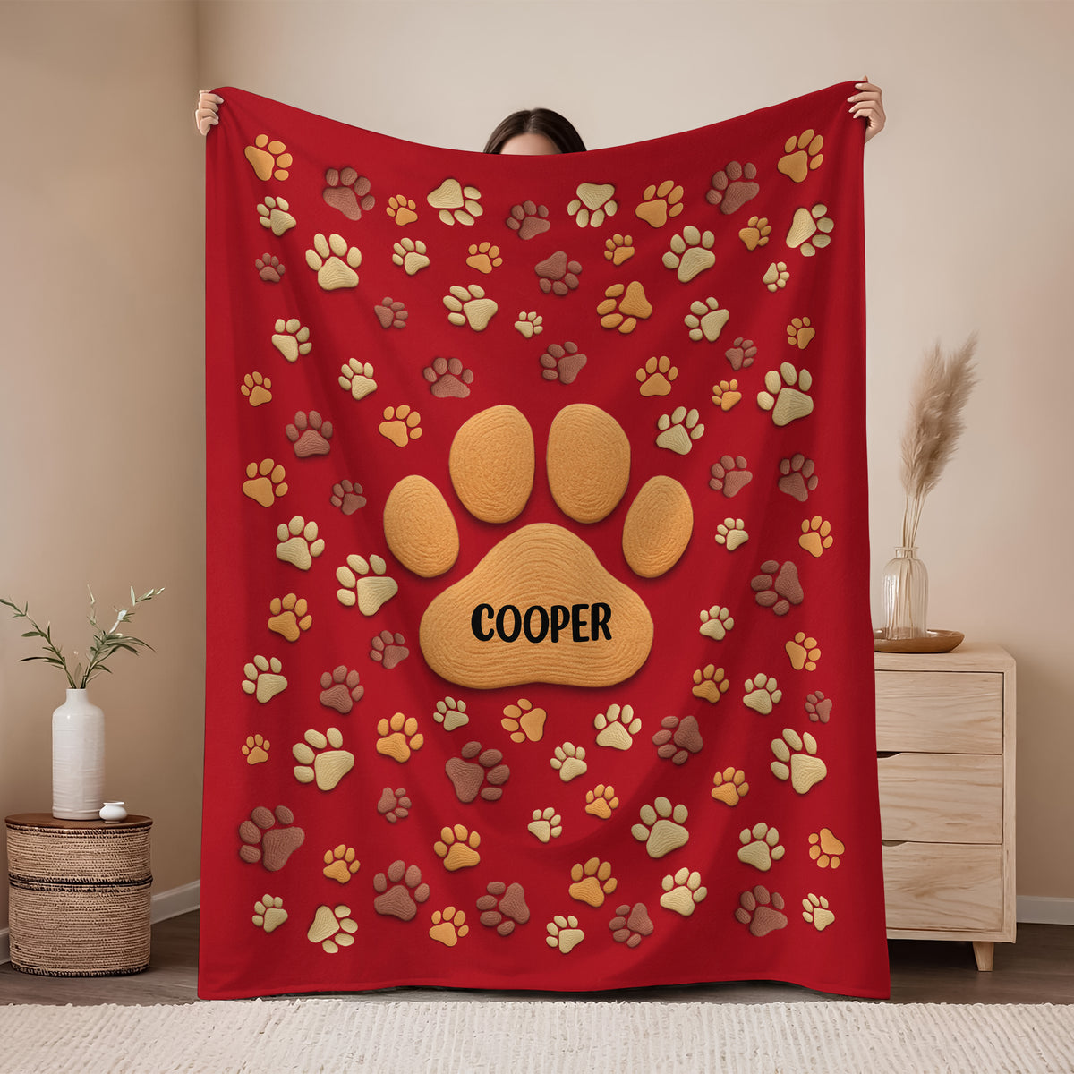 Personalized Custom Name On Paw 3D Effect Blanket TH10 896641