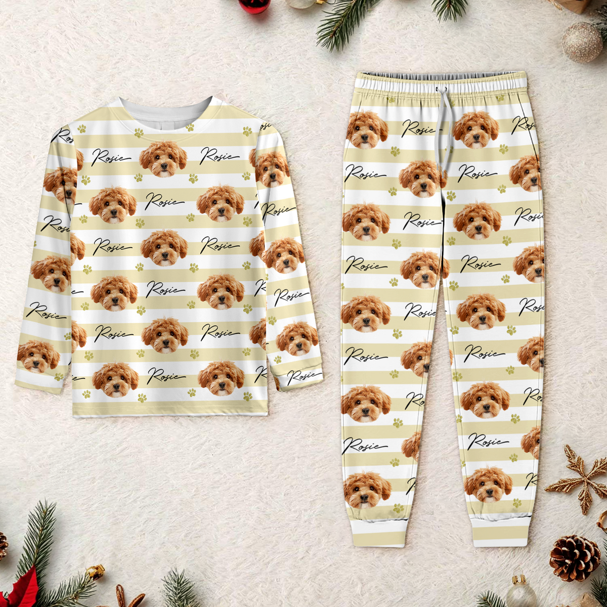 Custom Dog Cat Face Paw Pattern Sleepwear, Personalized Pet Lovers Christmas Gift TH10 170885