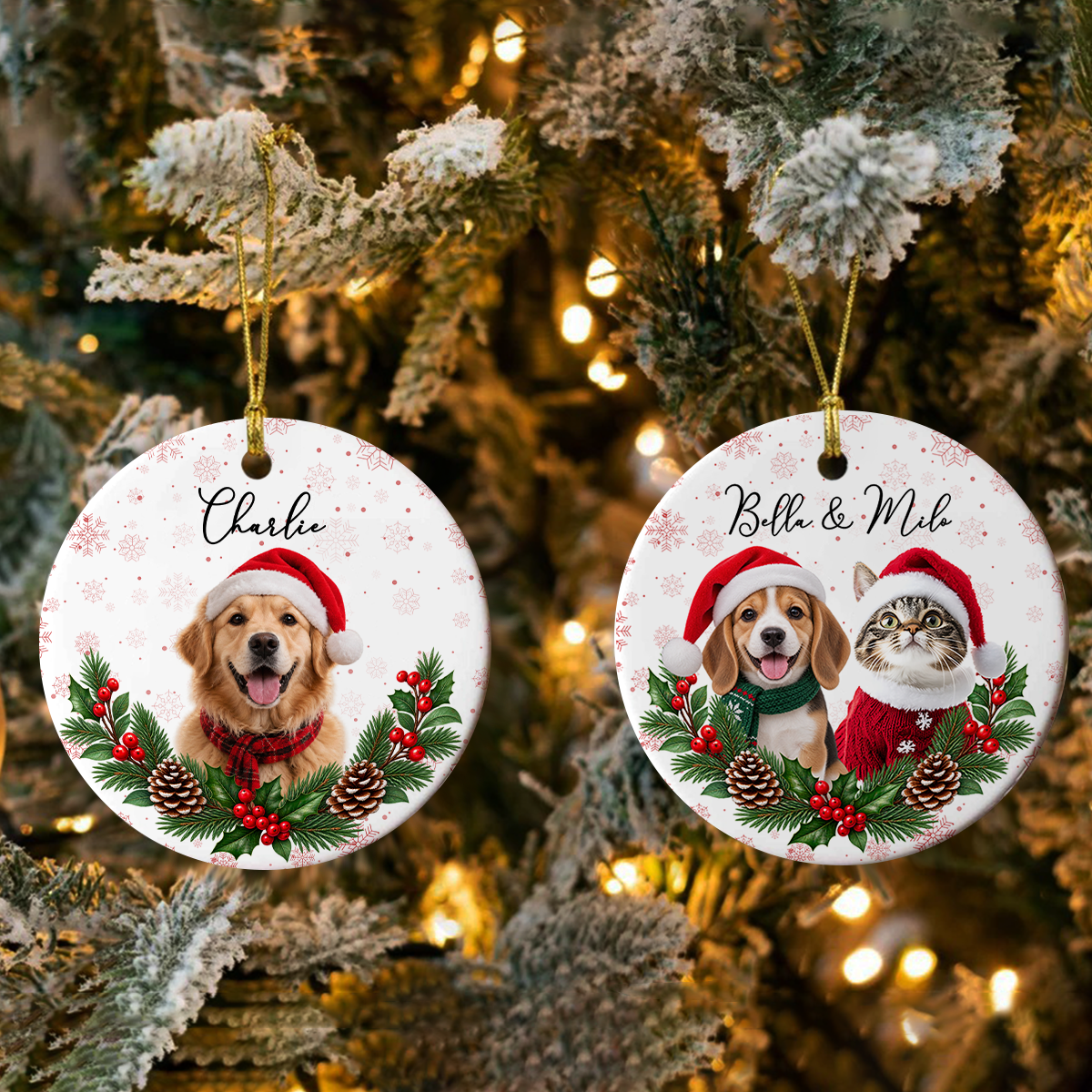 Personalized Pet Christmas Ceramic Ornament - Custom Dog Cat Xmas Keepsake Gift TH10 171299