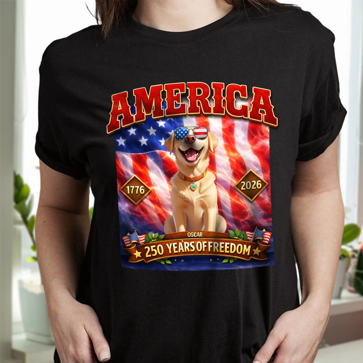 Personalized America 250 Years Of Freedom Dog Dark Shirt HA75 920252