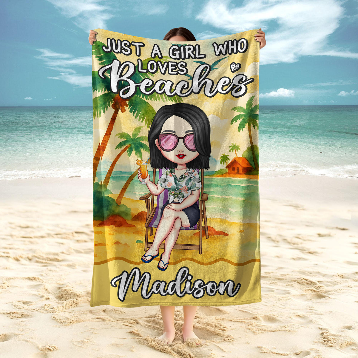 Just A Girl Who Loves Beaches Personalized Beach Towel Summer Vacation Gift CH07 895810