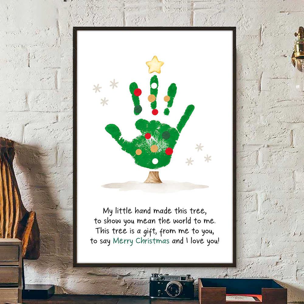 Personalized Christmas Tree Handprint Art Poster DIY Xmas Gift LM32 670095