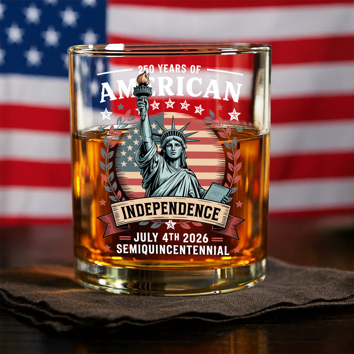 250 Year Of American Independence Patriotic Whiskey Glass LM32 895297