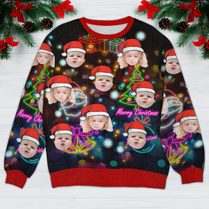 Custom Face Photo Christmas Neon Light Ugly Sweater TH10 891631