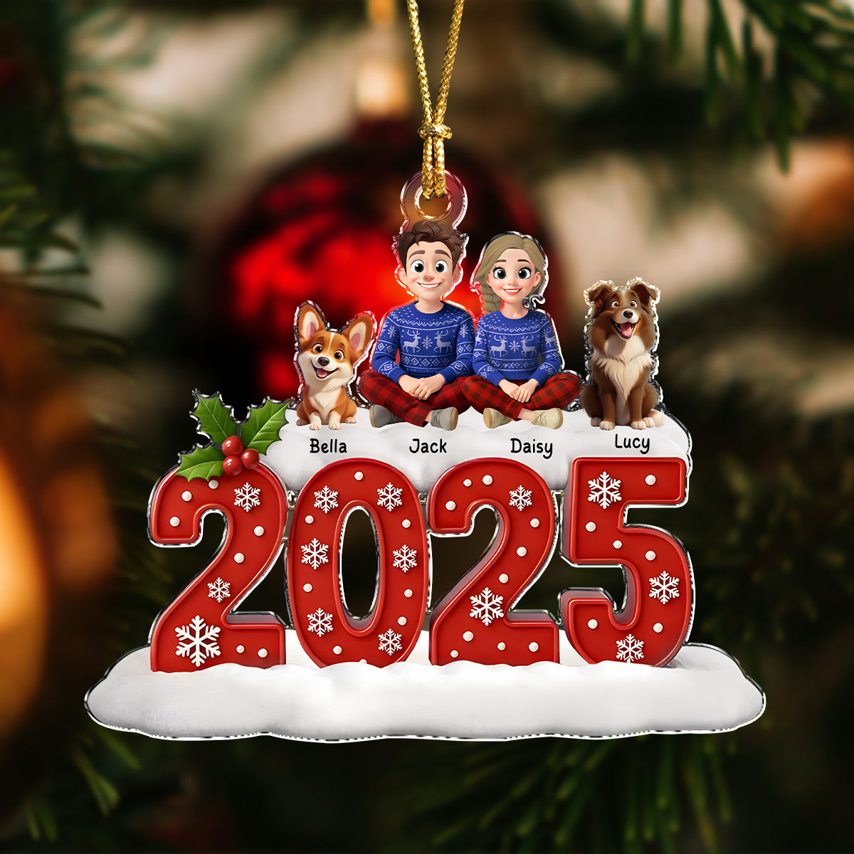 Personalized You, Me & The Dog Christmas Acrylic Ornament Christmas Gift HA75 897974