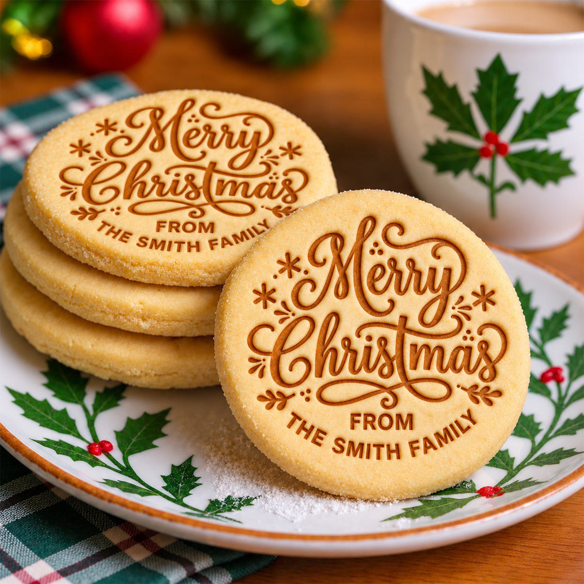 Personalized Family Name Merry Christmas Family Cookie Stamp HA75 919464