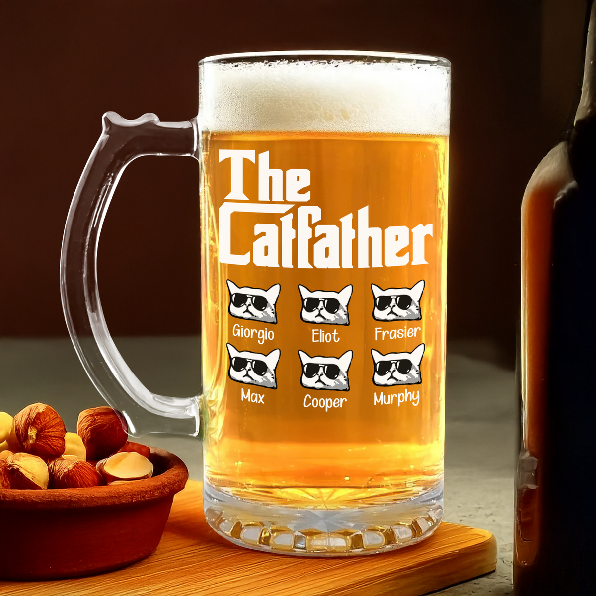 The CatFather For Cat Lovers Personalized Glass Beer Mug LM32 893529