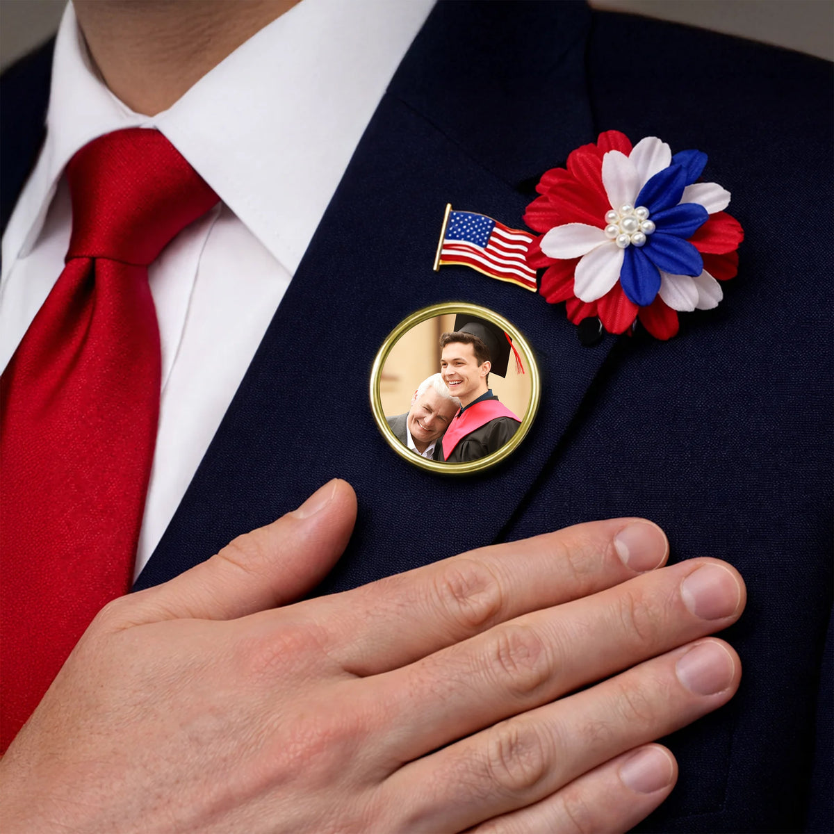 Custom Photo In Loving Memory Memorial Lapel Pin - Gift for Graduation Day, Family Memorial Gifts HO82 901860