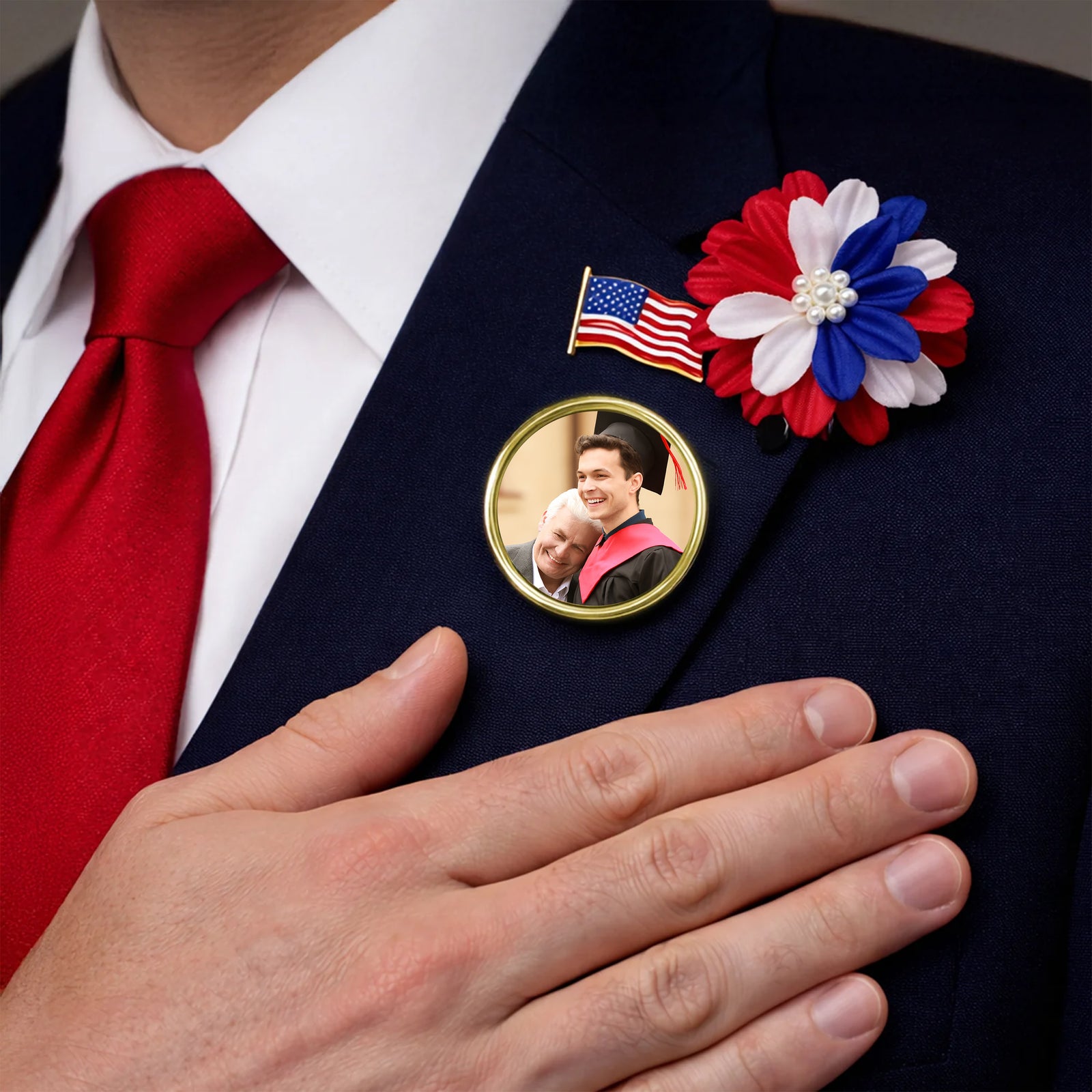 Custom Photo In Loving Memory Memorial Lapel Pin - Gift for Graduation Day, Family Memorial Gifts HO82 901860