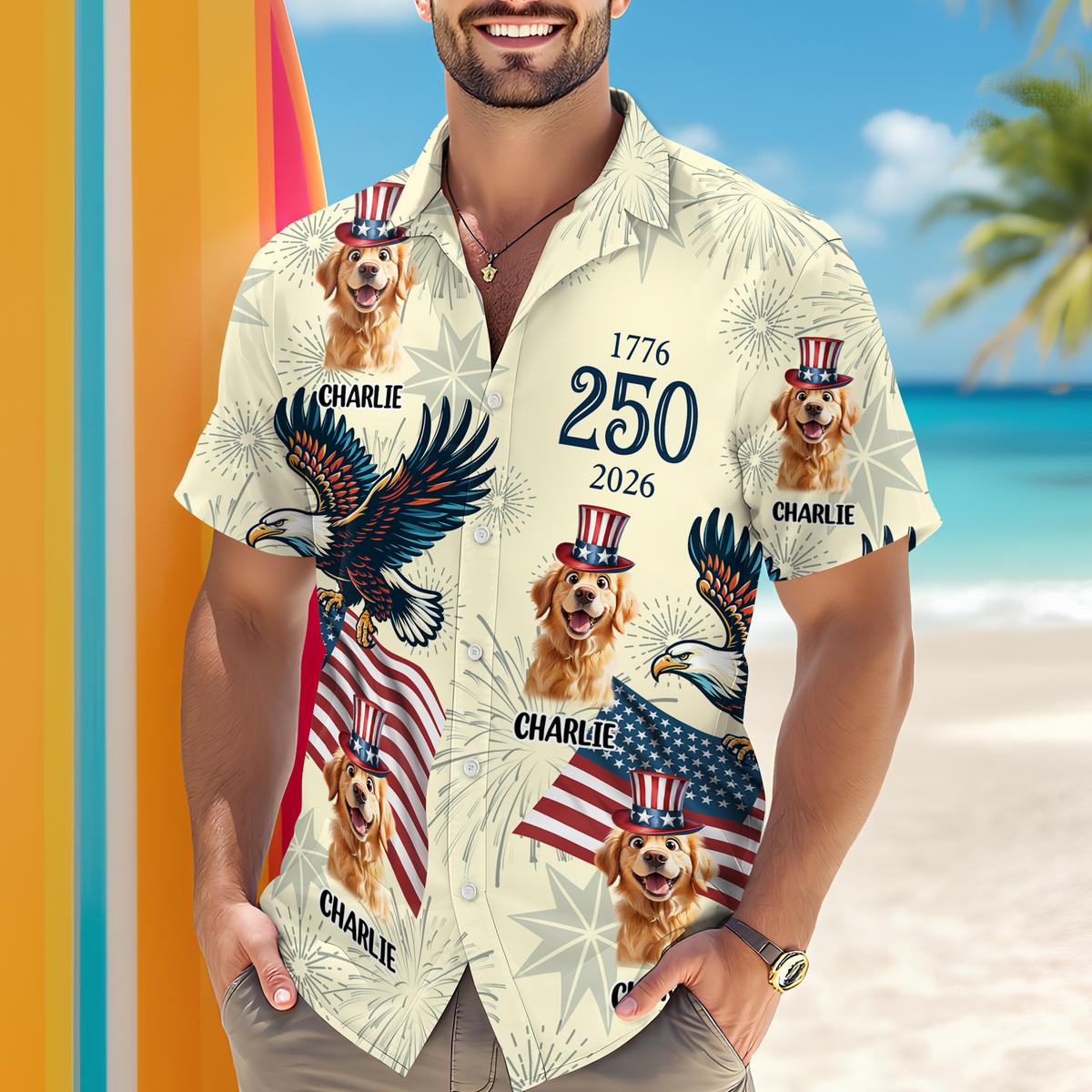 Custom Dog USA 250 Anniversary Eagle 1776-2026 Hawaii Shirt TH10 898633